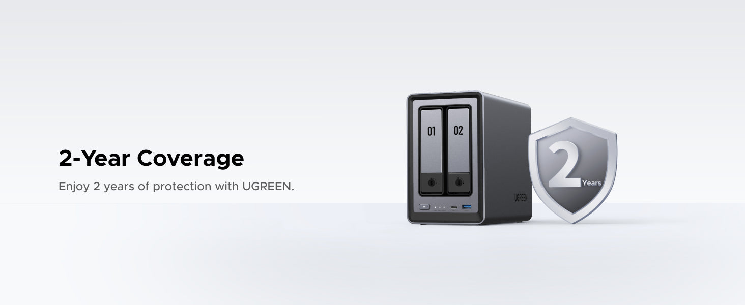 UGREEN NASync DXP2800 2-year warranty coverage and product protection service.