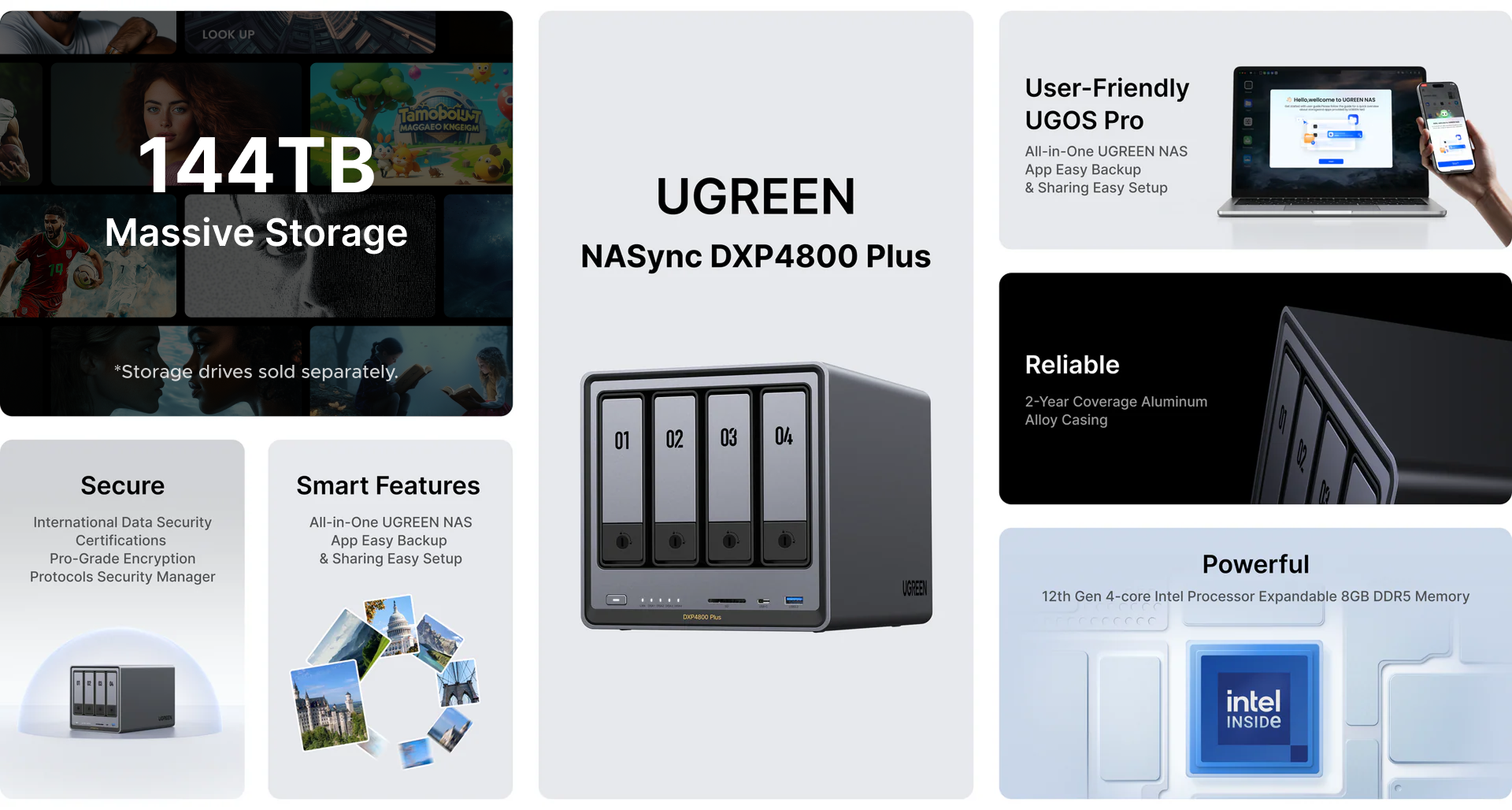 UGREEN NASync DXP4800 Plus 4-bay NAS storage up to 144TB with private cloud backup RAID security and multi-device access
