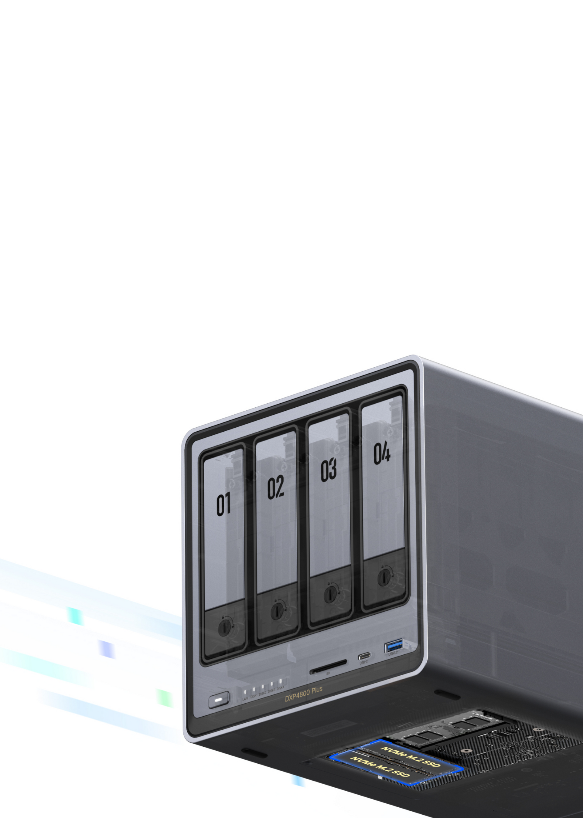 UGREEN NASync DXP4800 Plus with dual NVMe M.2 SSD slots for fast caching and improved read write performance