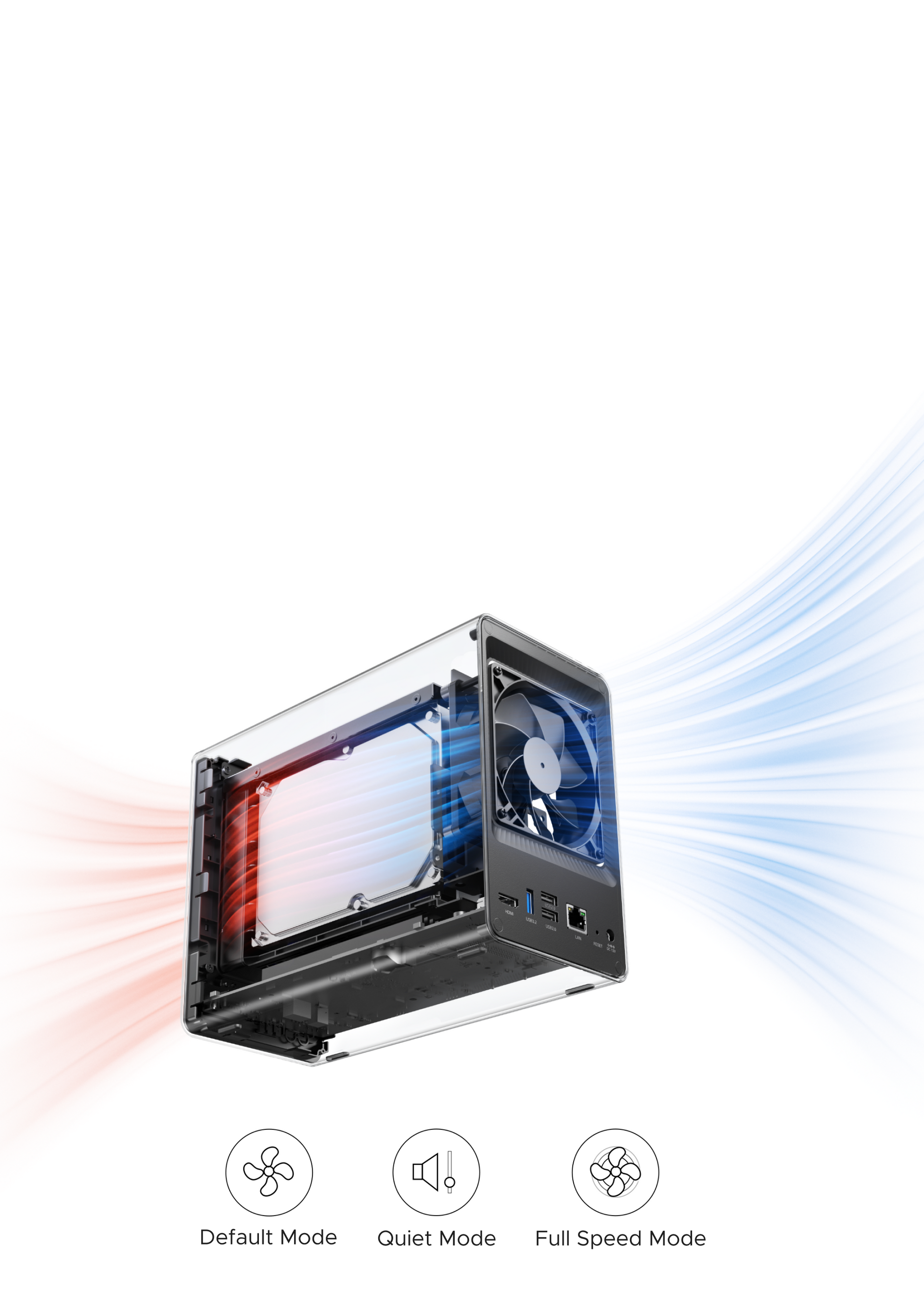 UGREEN NASync  cooling system with quiet fan and efficient heat dissipation design.