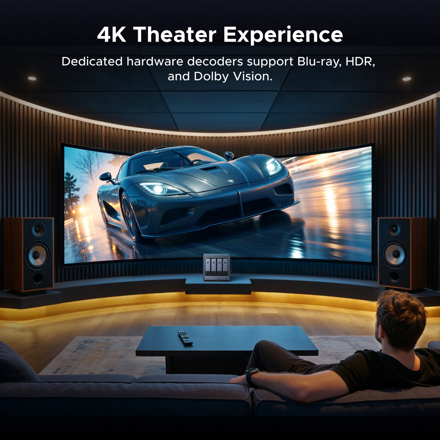 UGREEN DXP4800 Pro NAS with 4K media playback supporting HDR Dolby Vision for home theater streaming experience