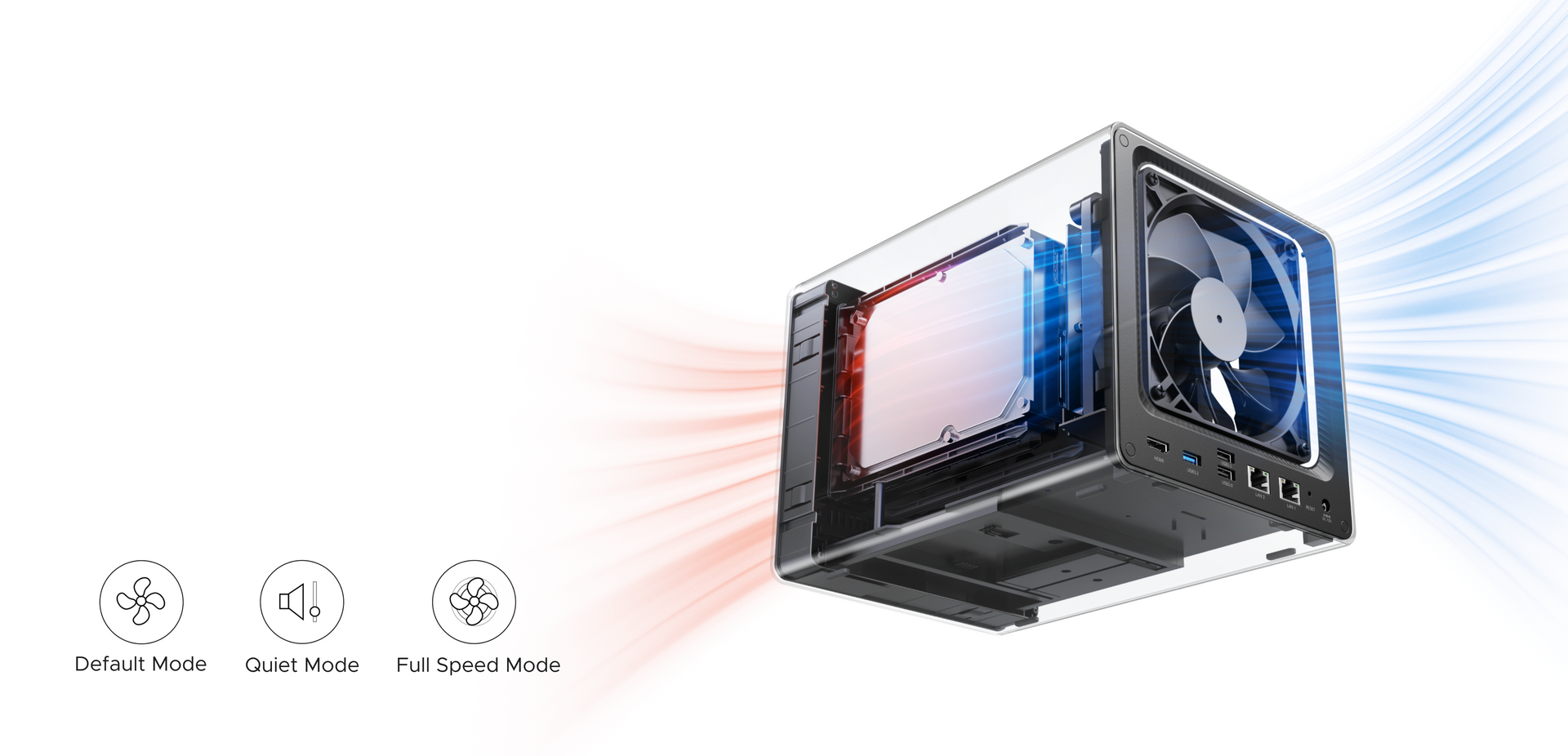 UGREEN NASync  cooling system with quiet fan and efficient heat dissipation design.