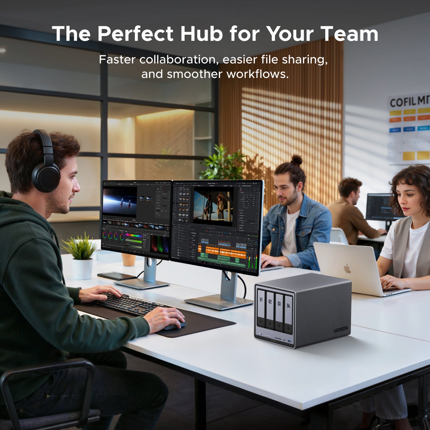 UGREEN DXP4800 Pro NAS for team collaboration with shared storage enabling file sharing video editing and multi user workflows