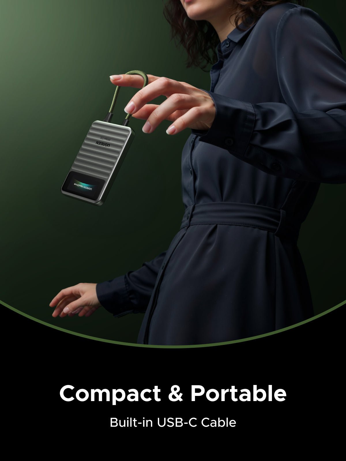 UGREEN 1TB Portable SSD | IPS Display, 20Gbps, MagSafe Compatible
