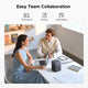 UGREEN NASync DH4300 Plus team collaboration graphic showing smart search, file sync, and online editing.