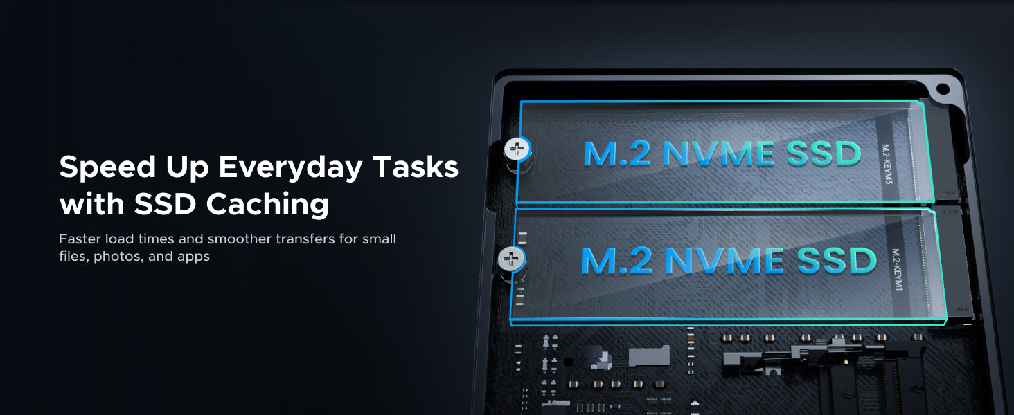 UGREEN NASync DXP4800 Pro NAS with M.2 NVMe SSD caching to speed up file access app loading and data transfers