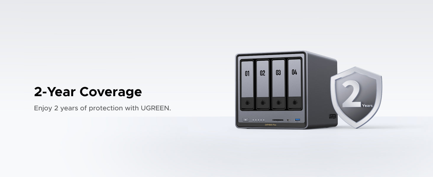 UGREEN NASync DXP4800 Plus 2-year warranty coverage and product protection service.