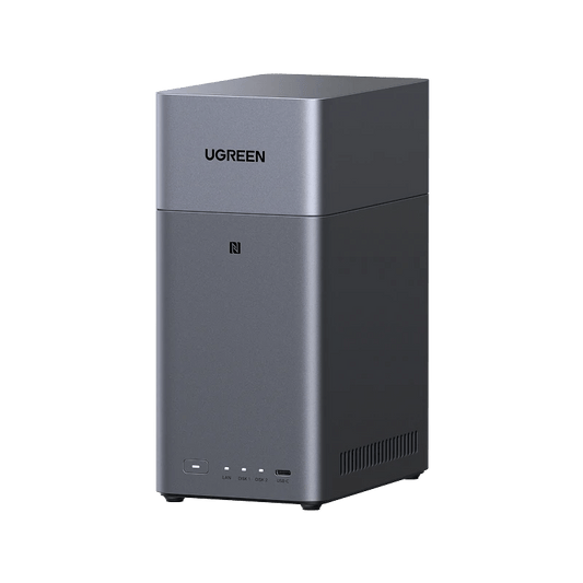 UGREEN NASync DH2300 2-bay NAS front angled view.