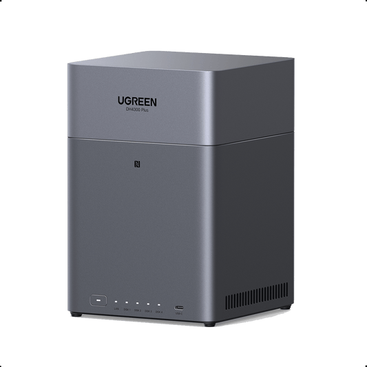 UGREEN NASync DH4300 Plus 4-bay NAS front angled view.